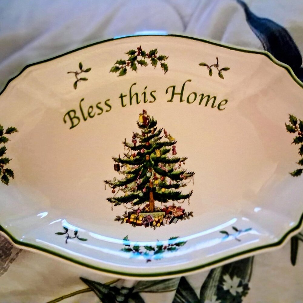 NWT SPODE 11" GOD BLESS THIS HOME SERVING TRAY, ENGLAND